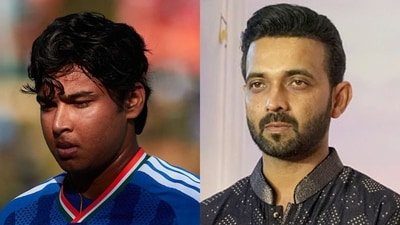 Ajinkya Rahane, left, is unsure about Vaibhav Sooryavanshi's Test aspirations of now. (AFP Images)