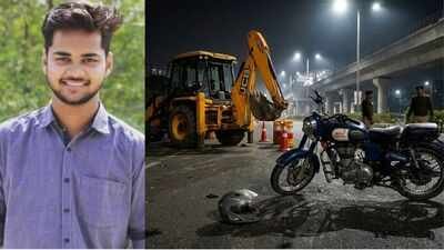 A 27-year-old TCS techie, Tushar Kumar (L), died after a reversing earthmover struck his motorcycle (AI image). TCS techie on way home dies after reversing JCB rams his bike in Gurgaon