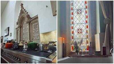 A £490,000 church home near Bristol has an eerie secret - Mary says she hears whistling and footsteps around its former crypt basement. (Photo: SWNS) A couple bought a £490,000 renovated 19th-century church near Bristol despite a 'haunted' crypt, hearing whistling and footsteps and finding tombstones, but still call it a dream home