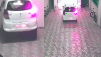 A car fell about twenty-five feet down a parking lift shaft. Watch: Valet drives car into parking lift shaft, plunges 2 floors
