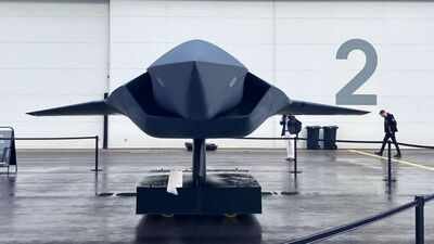 A head-on view of the full-size aircraft A3 mockup. Thomas Newdick Swedish defence giant Saab unveils stealthy supersonic fighter drone to fly with Gripen E