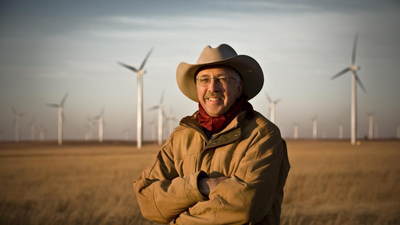 A Kansas cowboy put 50 wind turbines on his 7,000-acre ranch and turned the wind into his most reliable cash crop, selling electricity to thousands of homes