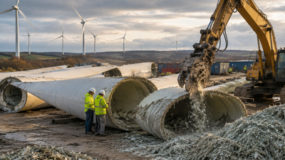 Representative AI image A Tennessee company is breaking down retired wind turbine blades instead of sending them to landfills, recovering glass fibre at 99.9% purity that can be reused in concrete, car panels and 3D-printing filament