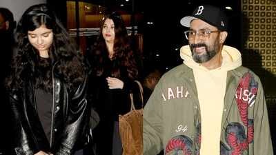 Abhishek Bachchan, Aishwarya Rai Bachchan return from holiday, Aaradhya Bachchan's 'namaste' to the paps wins the internet as she twins in black with her mother - WATCH VIDEO