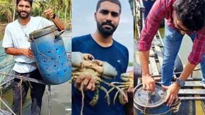 Arundas N H and Aswathy T (PC: ccari) Two Kochi postgraduates turned a mud-crab farming problem into a national-winning startup, earning a Rs 10 lakh grant for a bucket system that can help farmers raise premium crabs inland