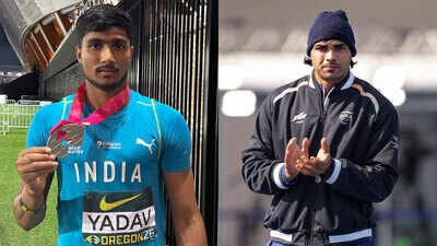 Ashish Yadav and Neeraj Chopra (AFI/PTI Photos) World U20 Championships: Ashish Yadav ends India's 10-year wait for javelin medal since Neeraj Chopra's historic gold