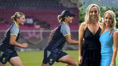 L-R: Georgia Voll and Ashleigh Gardner during a training session; Gardner with her estranged wife Monica Wright (R). Ashleigh Gardner under pressure: Estranged wife calls for vice-captaincy to be stripped, slams Cricket Australia