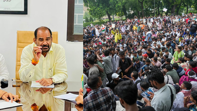 BJP leader Ramesh Bidhuri (L, Photo credit: X/@Ramesh Bidhuri) alleged locksmiths and puncture repairers outnumbered students at a recent protest Students outnumbered by 'puncture banane wale' at Jantar Mantar protest: BJP neta