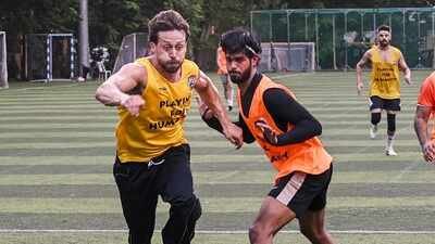 Bollywood actor Tiger Shroff during a football practice match in Mumbai. (PTI Photo) 'Really unfortunate': Tiger Shroff won’t play for Mumbai FC in Durand Cup; here's why
