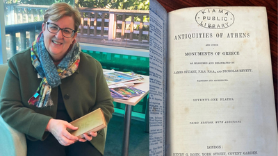 Library manager Michelle Hudson holds the book "Antiquities of Athens", after its return in Kiama 150-year-overdue library book returned in Australia; racks up Rs 16 lakh 'late fee'