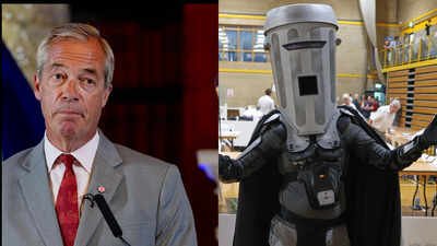Nigel Farage, Leader of Britain's Reform UK party stood against 'Count Binface' to fight for a seat as MP in UK Nigel Farage beats ‘space warrior trashcan’ rival in UK bypoll he triggered