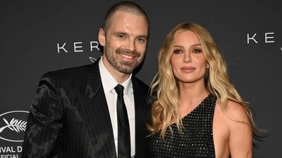 Sebastian Stan and pregnant Annabelle Wallis stepped out for Kering Women in Motion Dinner during Cannes in May 2026. (Getty)