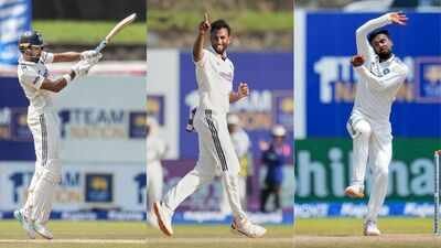 (L-R) Devdutt Padikkal, Prasidh Krishna and Manav Suthar has been India's shining knights at Galle in the first Test against Sri Lanka. (PTI | ANI) Galle conquered, boxes ticked: India’s Test blueprint takes shape