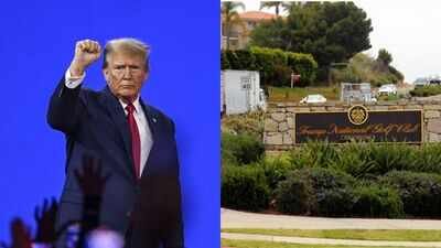 Armed man held near Trump golf course after allegedly monitoring security preparations Man arrested with gun, ammunition near Trump's California golf course ahead of fundraiser