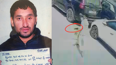 Gangster Vinod Panu alias Kana (L) was shot dead in the Hisar court parking area Gangster Vinod Panu shot dead outside Haryana court; 14 rounds fired, 1 attacker caught