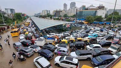 Gurgaon experienced significant disruption from recent monsoon rains. Major roads flooded, causing extensive traffic jams Taxpayers in waist-deep water: Gurgaon's annual infrastructure betrayal