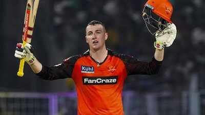 Harry Brook celebrates after scoring a century during the IPL 2023 match between Kolkata Knight Riders and Sunrisers Hyderabad, at Eden Gardens in Kolkata. (PTI File Photo) 'Great competition': Harry Brook makes U-turn, opens door on IPL return amid ban