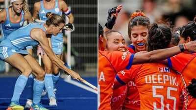 India walked out in saffron. The Netherlands played in blue Hockey World Cup: Netherlands wear blue on blue turf, India play in saffron after 'visibility' claim