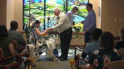 Hospital staff plan wedding in just 24 hours as couple together for 15 years marry before bride undergoes life-changing brain tumour surgery