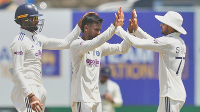 India's captain Shubman Gill, right, congratulates Manav Suthar, center, as they celebrate their win against Sri Lanka in Galle, Sri Lanka, Wednesday, Aug. 19, 2026. (AP Photo) World Test Championship: What India's Galle win means for their road to The Oval