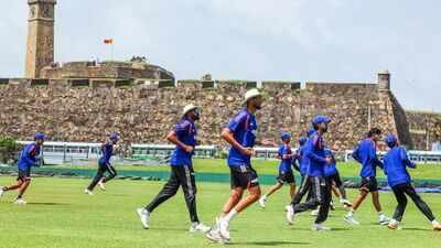 Indian players warm up during a training session ahead of the first Test cricket match against Sri Lanka at Galle International Stadium in Galle, Sri Lanka, on Thursday. (ANI Photo) Intrigue around the Galle pitch but India likely to opt for the safe route