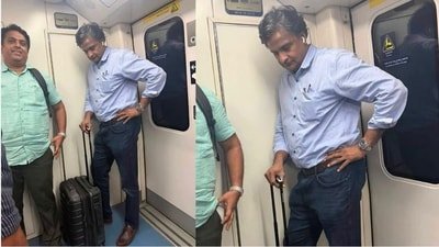 Javagal Srinath in a metro coach. (LinkedIn)