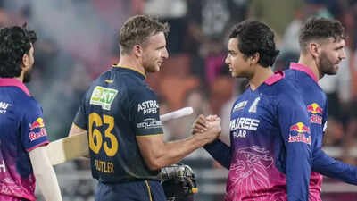 File Pic: Jos Buttler with Vaibhav Sooryavanshi during the IPL 2026. (PTI Photo) 'His name's probably Vaibhav Sooryavanshi': Jos Buttler backs teenage Indian star to break his T20 run record