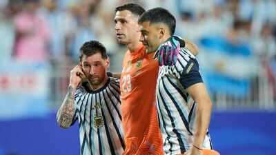 Lionel Messi, left, goalkeepers Emiliano Martinez and Geronimo Rulli react during the World Cup Group J football match between Argentina and Algeria in Kansas City, Mo., Tuesday, June 16, 2026. (AP) Chelsea agree to sign Lionel Messi's World Cup winning Argentina teammate in £7.5m deal