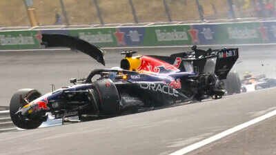 Max Verstappen’s horrific crash (Video grab) Watch: Max Verstappen’s horrific Dutch GP crash as Lando Norris wins chaotic race