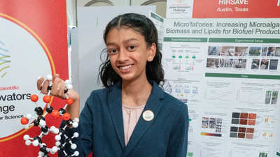 Arya Hirsave (Image: Lisa Fryklund Photography/ Society for ScienceBeyond the Project) Meet Arya Hirsave: The Texas seventh-grader who found a way to make algae produce 77% more oil in five days