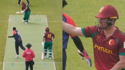 Moises Henriques scored a T20I century for Portugal. (Screengrabs from X)