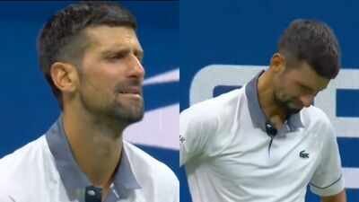 Novak Djokovic gets emotional (Screengrabs) Watch: Novak Djokovic in tears during his first-round US Open defeat to Mariano Navone