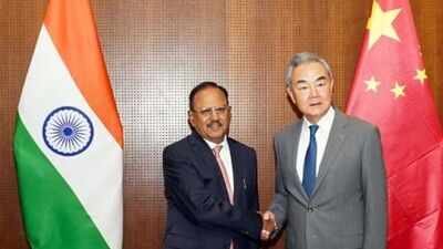 NSA Ajit Doval with Chinese Foreign Minister Wang Yi. ANI NSA Ajit Doval holds 25th India-China border talks with Wang Yi