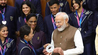 PM Narendra Modi interacted with India's CWG 2026 medal winners at his residence on Sunday. (Pic credit: PM Modi's X post) ‘From every drop of tears, gold medals are dripping’: PM Modi’s heartfelt message to CWG heroes - Watch