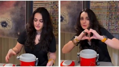 Preity Zinta was giddy with excitement to get her favourite Indian dish in Paris. Preity Zinta was giddy with excitement to get her favourite Indian dish in Paris.