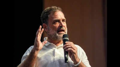 Rahul Gandhi stresses on 'expression' at the 'Rachnatmak Congress National Convention', at the Constitution Club, in New Delhi. (PTI Photo) 'PM Modi does not sleep at night, Shah disappeared': Rahul mocks BJP, says India expressing itself
