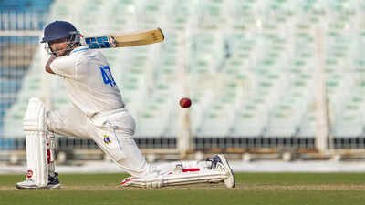 Shahbaz Ahmed plays a shot during the third day of the Ranji Trophy 2025-26 cricket match between Bengal and Gujarat, at Eden Gardens, in Kolkata. (PTI Photo/Swapan Mahapatra) From washing utensils in Kolkata to a career-best 167: Shahbaz Ahmed's remarkable cricket journey