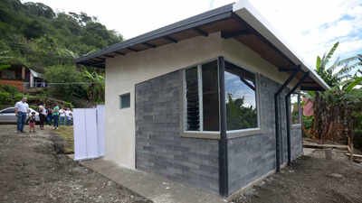 Cindy Mora and her son's home used about 850 blocks made from recycled plastic, PC: Econews A Costa Rican mother saved for 9 years to buy land, then built her home with 7 tonnes of recycled plastic