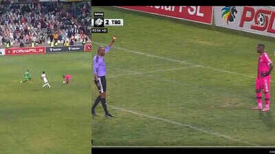 (Video grabs) Bizarre send-off! Goalkeeper gets red card for handling ball way outside the penalty box – Watch