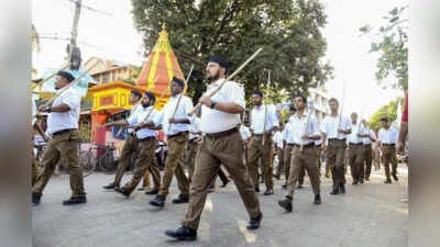 File photo: Members of the Rashtriya Swayamsevak Sangh (RSS) Nearly 2,000 RSS volunteers assist over 40,000 flood-affected families in Assam