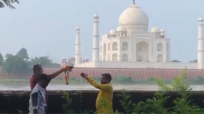 According to the complaint, the incident took place on Aug 17. (Image-Social Media) 'Shiva puja' performed, Gangajal offered at ASI-protected Mehtab Bagh near Taj Mahal; FIR filed