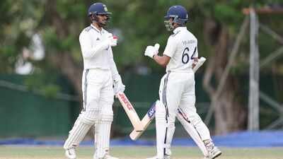 Captain Shubman Gill and Yashasvi Jaiwal put on 105 runs for the opening wicket on Day 3 of the warm-up match against Sri Lanka Cricket XI. (BCCI | X) India tick boxes in warm-up: Captain Shubman Gill fit, Yashasvi Jaiswal finds rhythm, Gurnoor Brar impresses