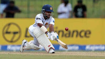 Sri Lanka's Sonal Dinusha plays a shot on the third day of the second Test. (ANI Photo) First in 48 years! Sonal Dinusha joins Zaheer Abbas, Everton Weekes in rare Test feat against India