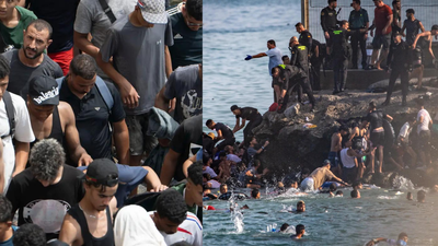 Thousands of migrants rushed to Cueta; many later returned 'Go that way': Illegal migrants say Moroccan authorities directed them towards Ceuta