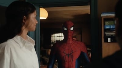 Spider-Man Brand New Day: Zendaya as MJ with Tom Holland's masked superhero in a still. Spider-Man Brand New Day: Zendaya as MJ with Tom Holland's masked superhero in a still.
