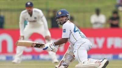 Sri Lanka's Sonal Dinusha plays a shot during day five of the second cricket test match between Sri Lanka and India in Colombo, Sri Lanka, Thursday, Aug. 27, 2026. (AP) 1139 minutes! How defiant Sonal Dinusha denied India a 2-0 series sweep