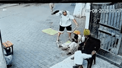 The accused attacked the woman and her child with his slipper Video: Punjab man beats woman beggar with slipper 9 times, kicks her outside temple