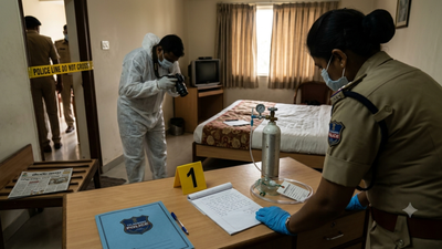 The man allegedly used a mask to inhale the gas and ended his life in a hotel room in Siddipet on August 1. (AI-generated image) Hyderabad CA checks into hotel room, dies by suicide by inhaling helium over 'gaming losses'