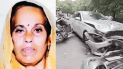 The smash-up happened around 8 am on the narrow road in front of Gate No. 1 of Himalaya Apartment in Mamurpur. Woman crushed between vehicles after smash-up in Delhi; kin alleges Mercedes driver was speeding, drunk