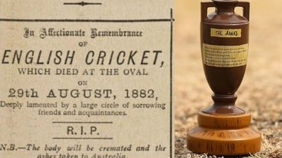 The mock obituary for English cricket and the Urn. (X Images)